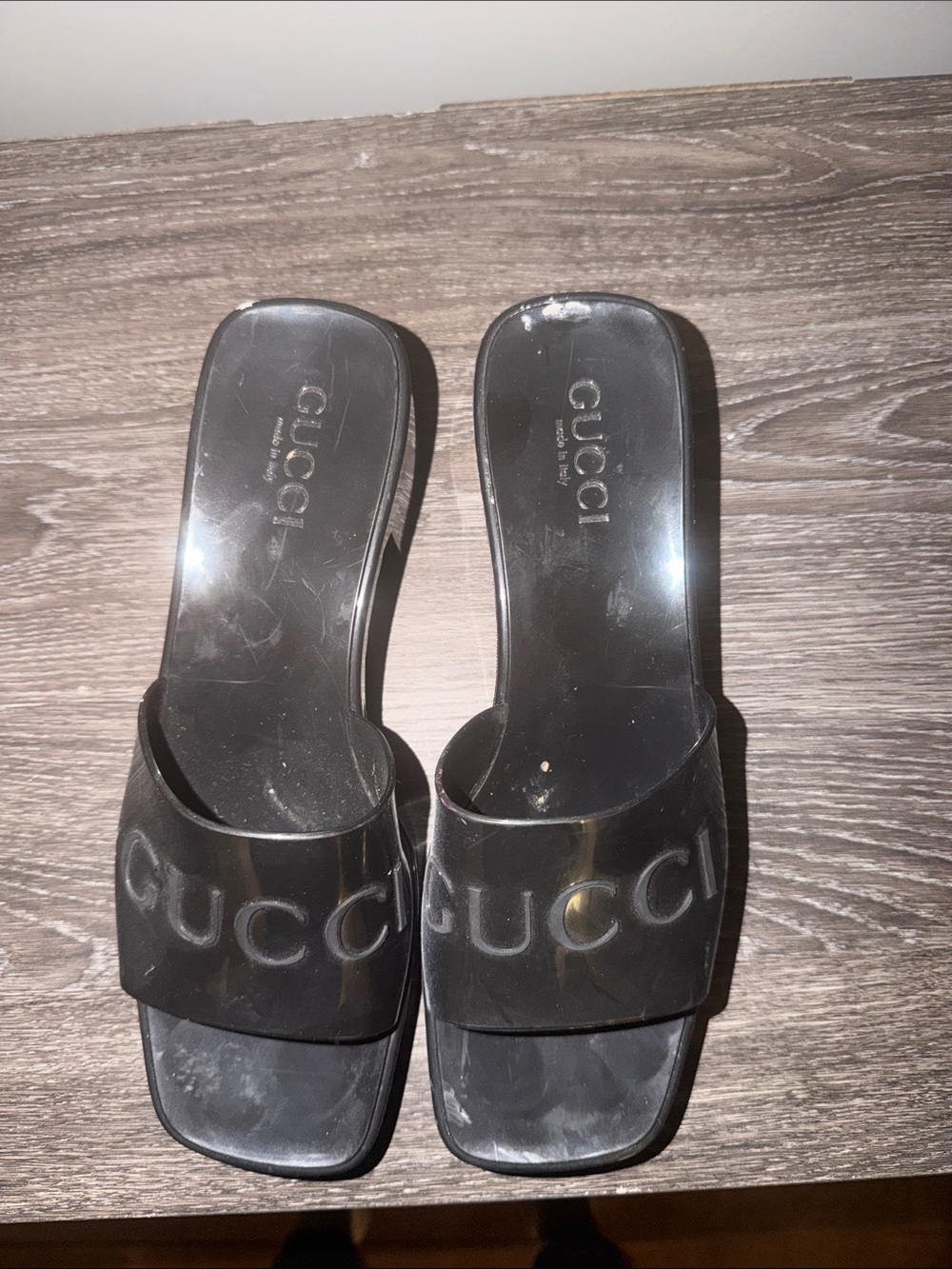 Gucci Black Logo Band Slide Mules